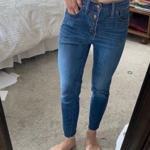 High-Waisted Madewell Jeans with rough ankle hem